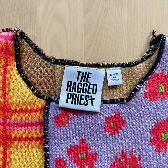 The Ragged Priest Women's Patchwork Knit Sweater Vest Tank Top size Small - Picture 2 of 5